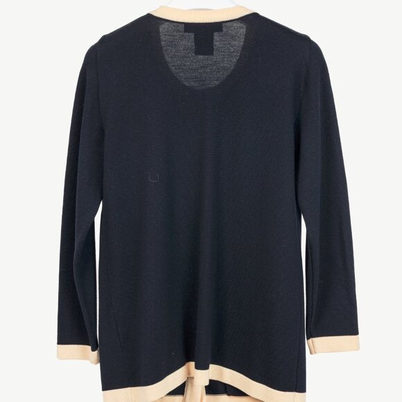 Escada by Margaretha Ley Navy Wool-Knit Bow Button Cardigan - Picture 2 of 12